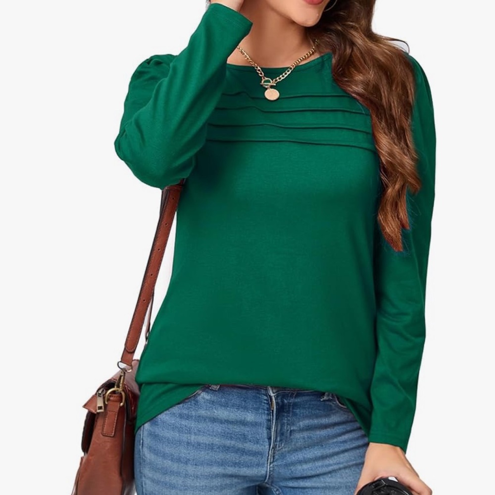 Chic Nation Forest Green Long Sleeve Top